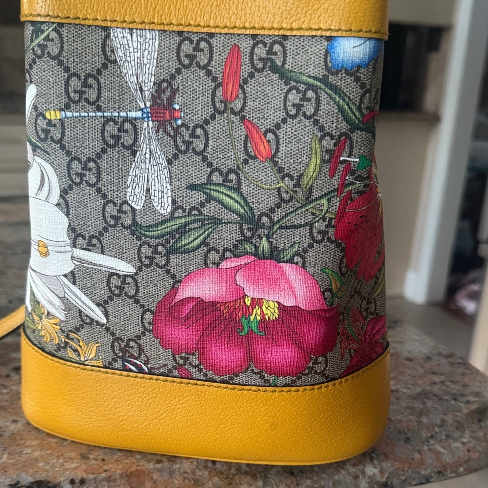 Gucci Ophidia Floral Yellow Bucket Bag - Picture 3 of 5